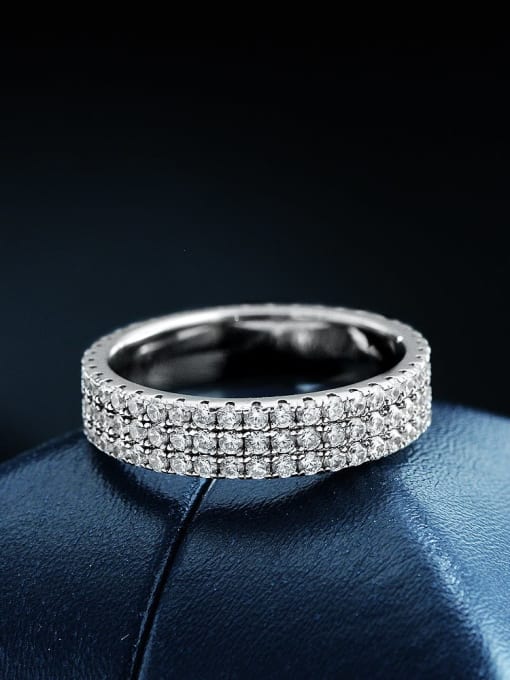 White [R 0983] 925 Sterling Silver High Carbon Diamond Geometric Dainty Ring
